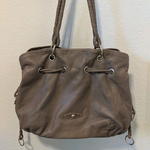Taupe Elliott Lucca Drawstring Leather Hobo